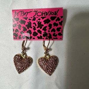 Betsey Johnson pink glitter heart earrings